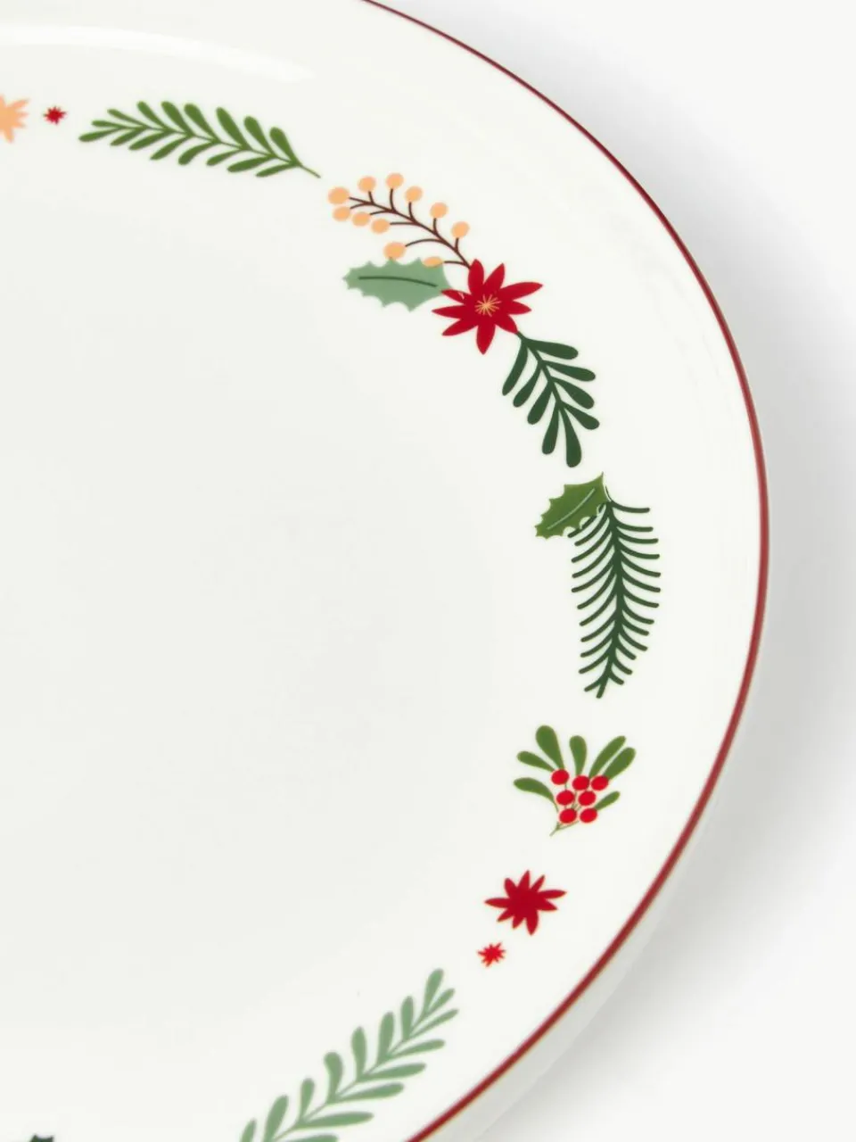 Westwing Collection Weihnachtliches Geschirr-Set Eve aus Porzellan, 4 Personen (12-tlg.)