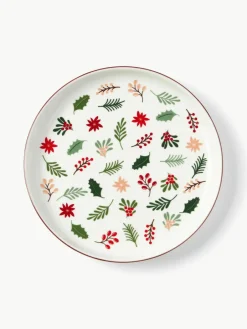 Westwing Collection Weihnachtliches Geschirr-Set Eve aus Porzellan, 4 Personen (12-tlg.)