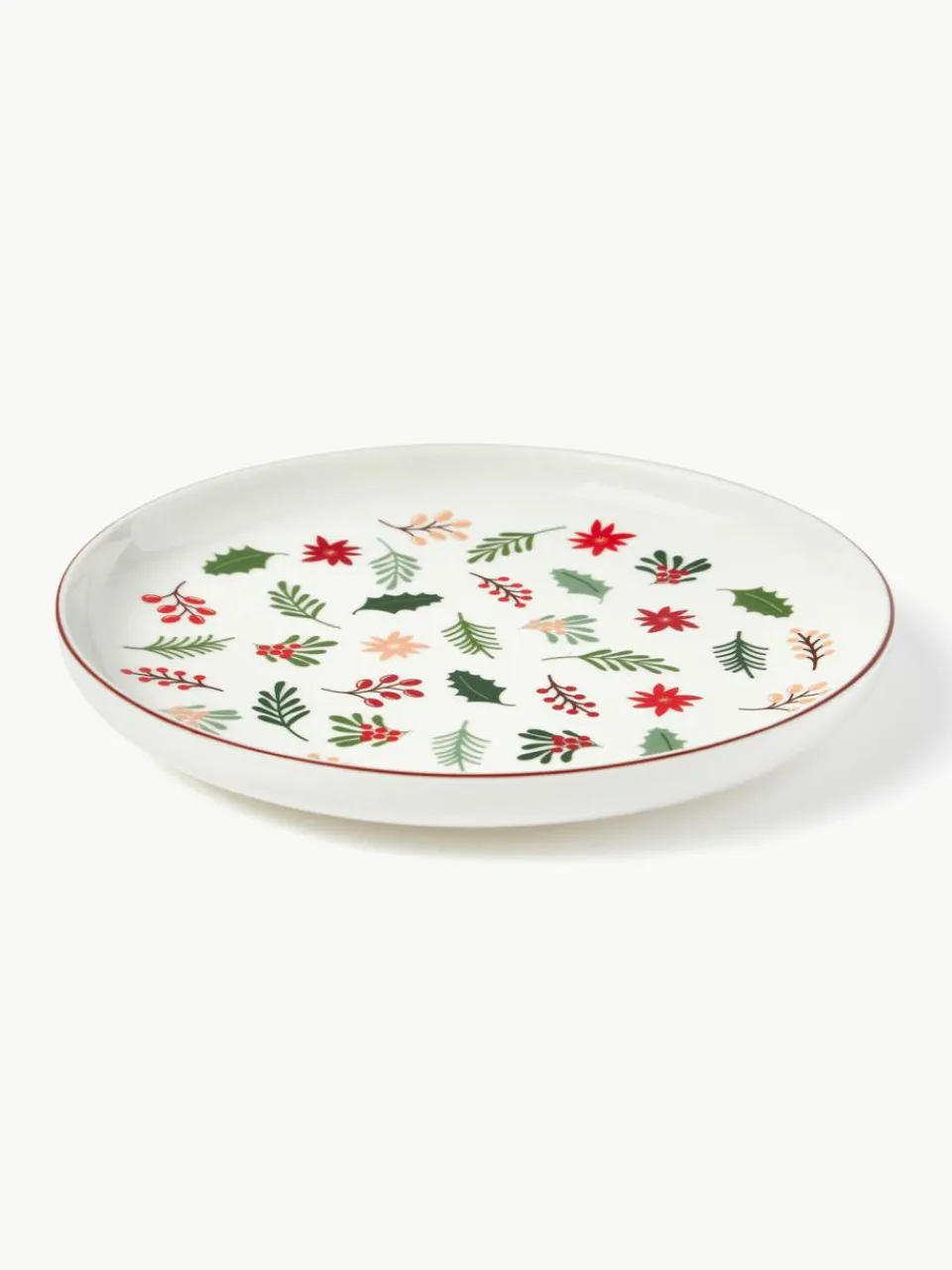 Westwing Collection Weihnachtliches Geschirr-Set Eve aus Porzellan, 4 Personen (12-tlg.)