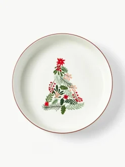 Westwing Collection Weihnachtliches Geschirr-Set Eve aus Porzellan, 4 Personen (12-tlg.)
