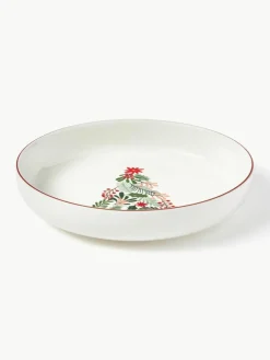 Westwing Collection Weihnachtliches Geschirr-Set Eve aus Porzellan, 4 Personen (12-tlg.)