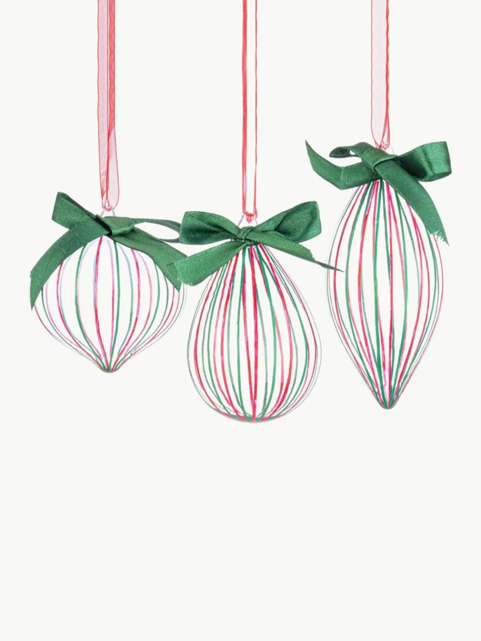 Bizzotto Weihnachtsbaumanhänger Stripe Trans, 12er-Set