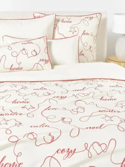Westwing Collection Winterlicher Flanell-Bettdeckenbezug Isabelle mit Kederumrandung