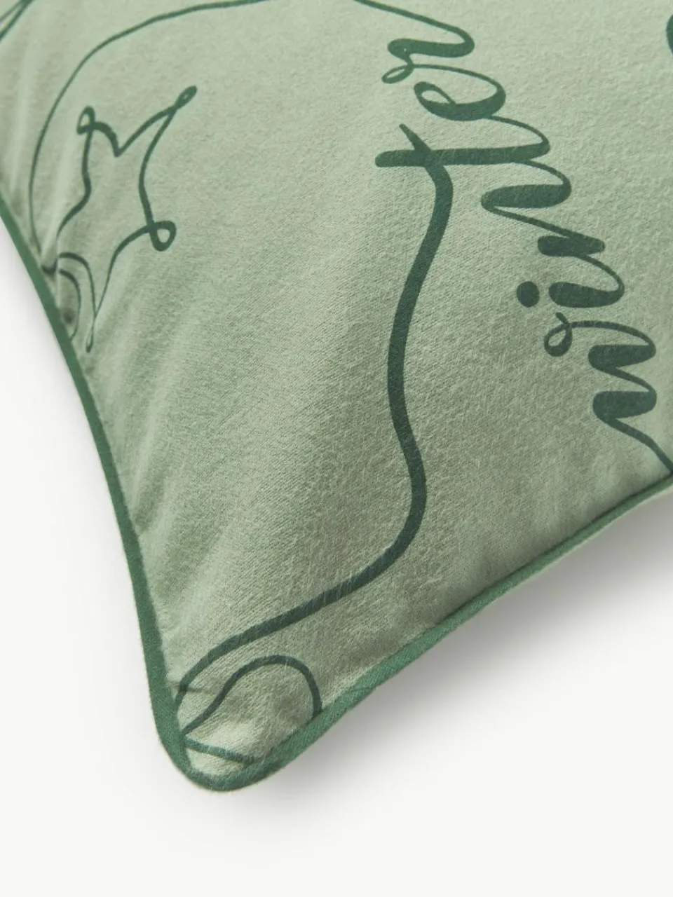 Westwing Collection Winterlicher Flanell-Kopfkissenbezug Isabelle mit Kederumrandung
