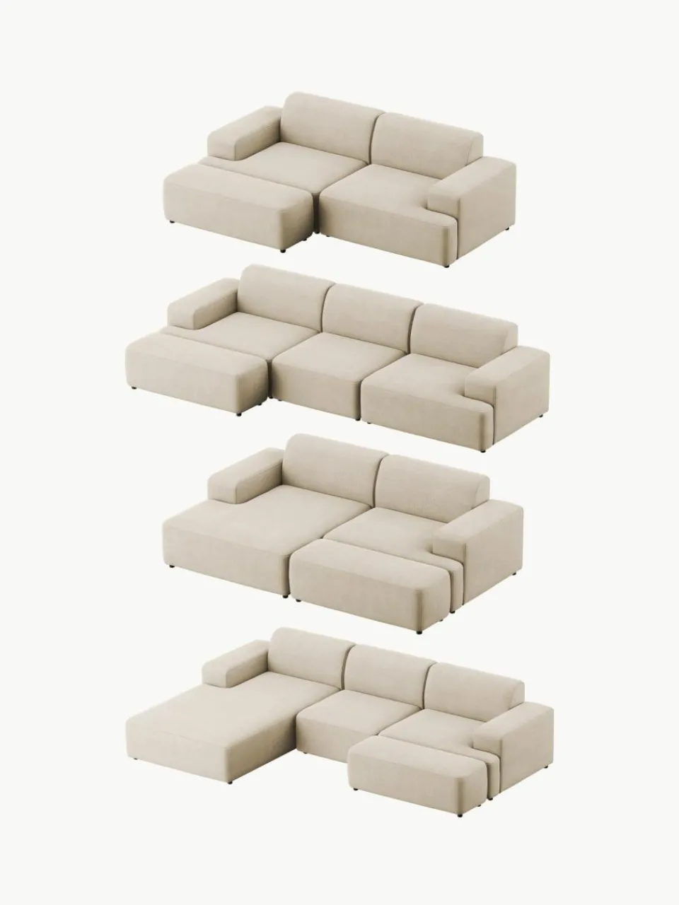 Westwing Collection XL-Hocker Melva aus Cord, B 116 x T 42 cm
